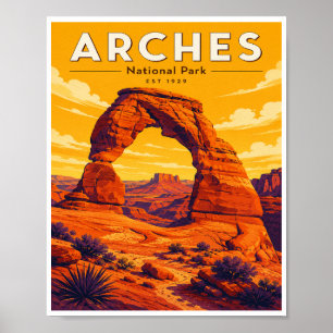 Affiche Voyage au Parc National d'Arches de Style Rétro