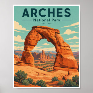 Affiche Voyage au Parc National des Arches de Style Rétro