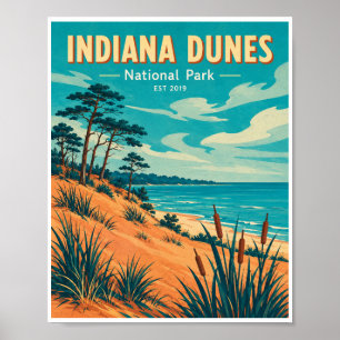 Affiche Voyage au Parc national des dunes de l'Indiana vin
