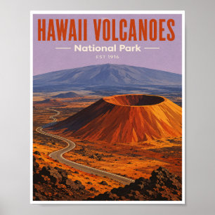 Affiche Voyage au Parc national des volcans d'Hawaï vintag