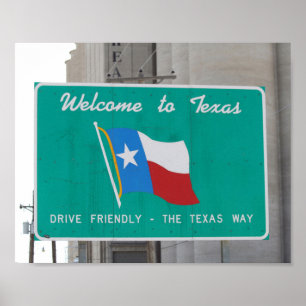 Affiche Voyage au Texas Highway Sign