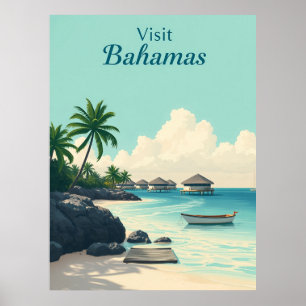 Affiche Voyage aux Bahamas vintage