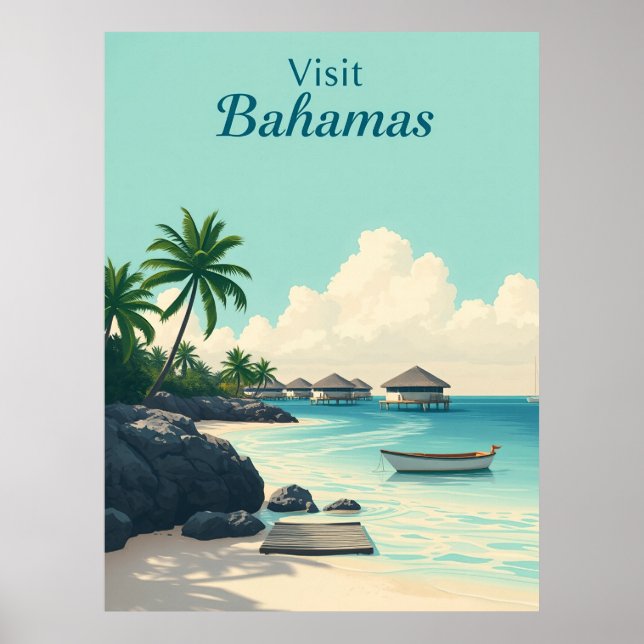 Affiche Voyage aux Bahamas vintage (Devant)