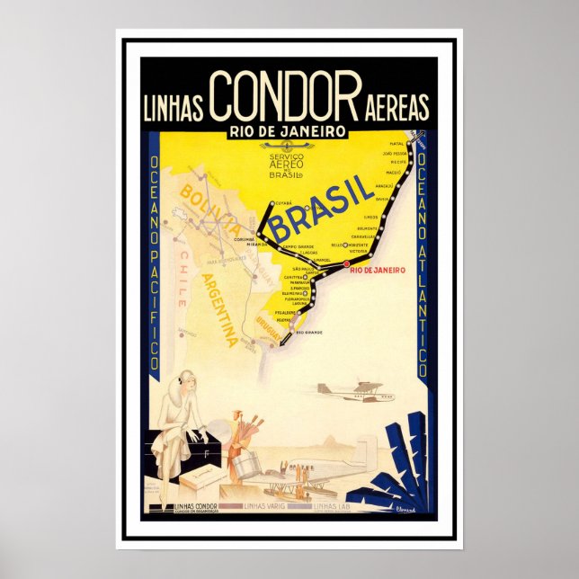 Affiche Voyage Brasil Brésil ~ Vintage (Devant)