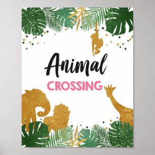 Affiche Voyage d'animaux Safari Animaux Fille Signal d'ann