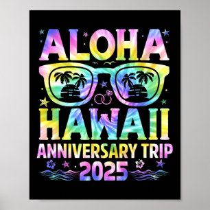 Affiche Voyage d'anniversaire Aloha Hawaï 2025 Couple asso