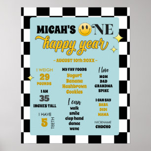 Affiche Voyage d'anniversaire Retro One Happy Dude First B
