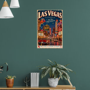 Affiche Voyage dans la vieille Las Vegas Nevada rue Fremon