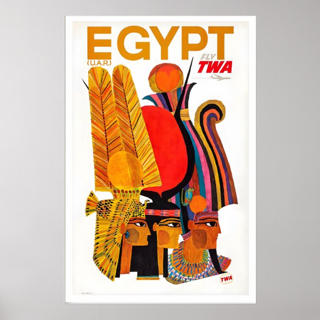 Affiche Voyage dans le monde Egypte Le Caire Pyramides Rét (Devant)