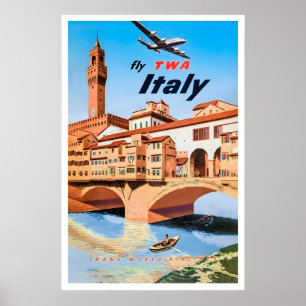 Affiche Voyage dans le monde Florence Toscane Italie Rétro