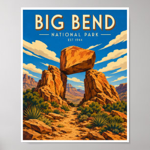 Affiche Voyage dans le Parc national de Big Bend à l'ancie