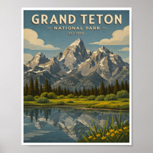 Affiche Voyage dans le Parc national de Grand Teton de sty