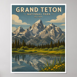 Affiche Voyage dans le Parc national de Grand Teton de sty