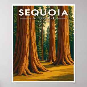 Affiche Voyage dans le Parc national de Sequoia vintage