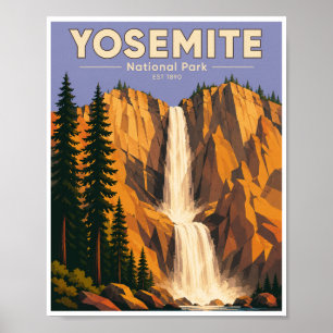 Affiche Voyage dans le Parc national de Yosemite chute du