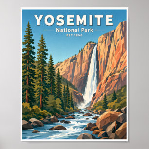 Affiche Voyage dans le Parc National de Yosemite Vintage