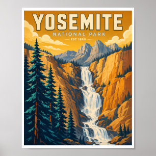 Affiche Voyage dans le Parc National de Yosemite Vintage