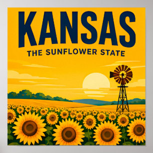 Affiche Voyage dans les Grandes Plaines du Kansas et les c