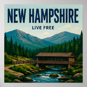 Affiche Voyage dans les Montagnes Blanches du New Hampshir