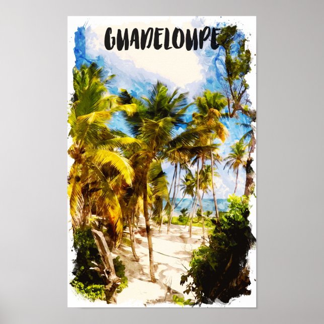 Affiche Voyage dans l'île tropicale des Caraïbes de Guadel (Devant)