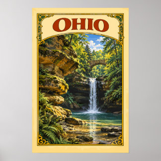 Affiche Voyage dans l'Ohio vintage Parc d'État de Hocking