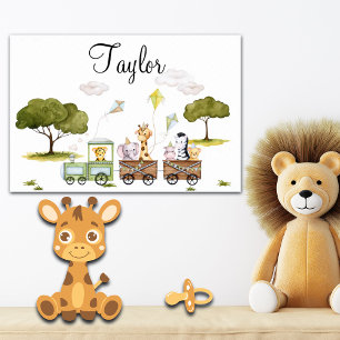 Affiche Voyage de bébés animaux de la jungle mignons en tr