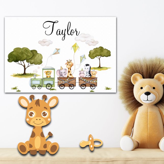 Affiche Voyage de bébés animaux de la jungle mignons en tr (Créateur téléchargé)