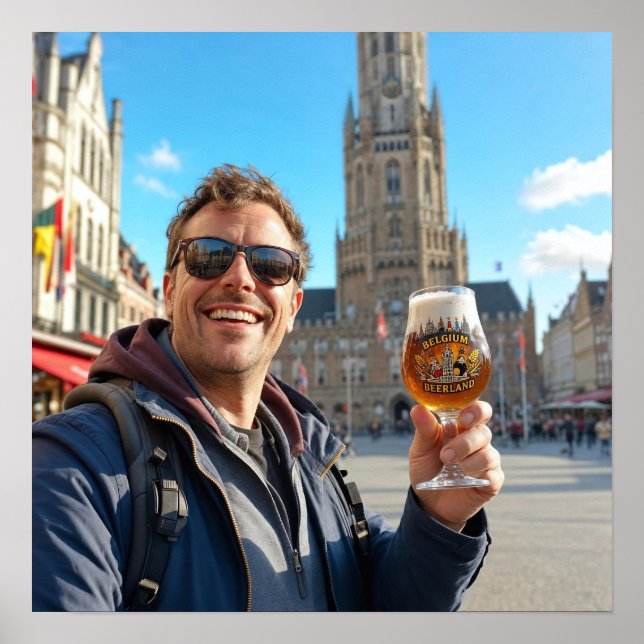 Affiche Voyage de bière belge à travers l'affiche de Bruge (Devant)