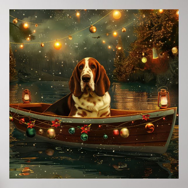 Affiche Voyage de fête de Noël de Basset Hound (Devant)