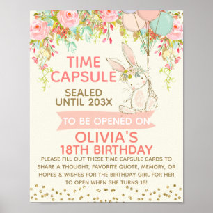 Affiche Voyage de filles Bunny Time Capsule 8 x 10 pouces