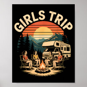 Affiche Voyage de filles camping-car camping amies