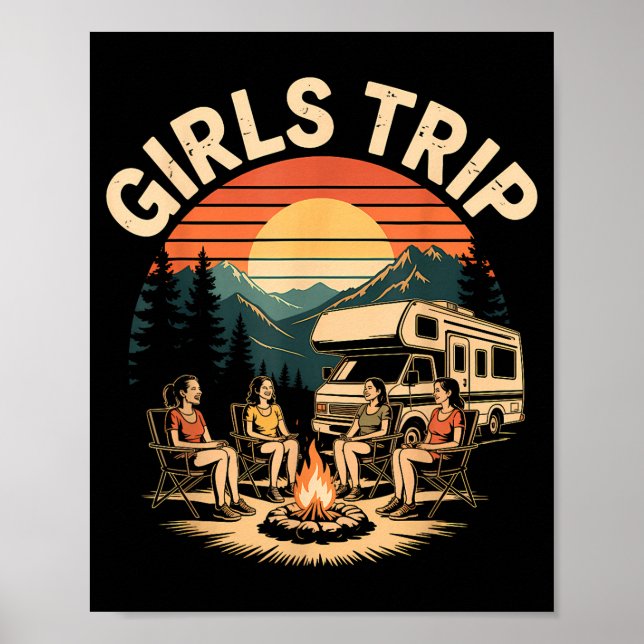 Affiche Voyage de filles camping-car camping amies  (Devant)