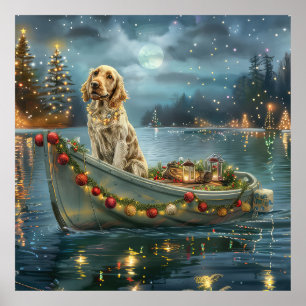 Affiche Voyage de Noël festif de Setter Anglais