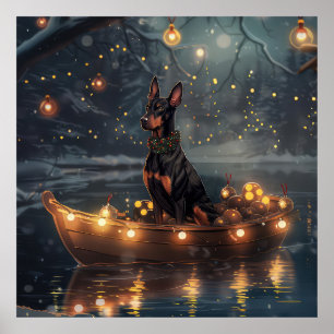 Affiche Voyage de Noël festif du Doberman