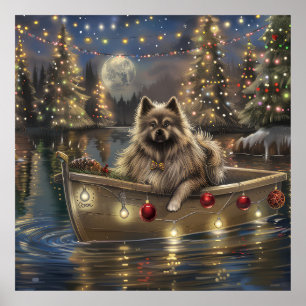 Affiche Voyage de Noël festif Keeshond