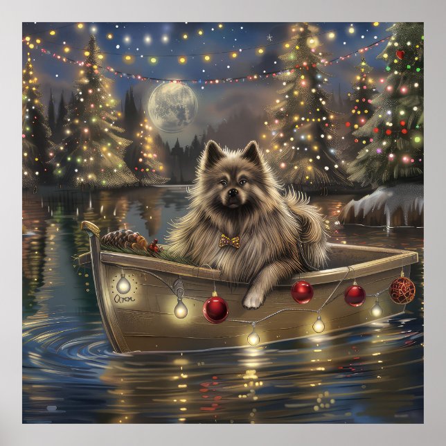 Affiche Voyage de Noël festif Keeshond (Devant)