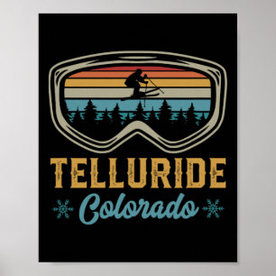 Affiche Voyage de ski à Telluride Colorado style 70s monta