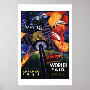 Affiche Voyage de style vintage à la foire mondiale de Chi