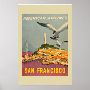 Affiche Voyage de style vintage à San Francisco Californie