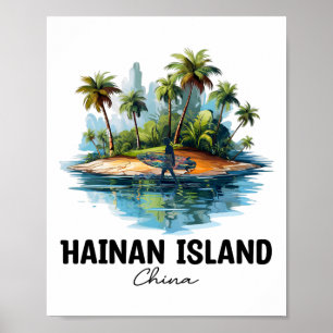 Affiche Voyage de surf en Chine, île de Hainan, touriste d