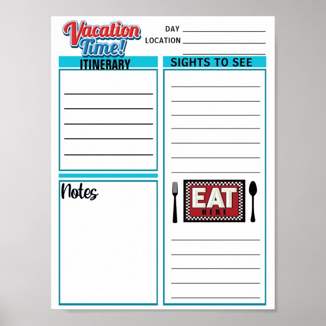 Affiche Voyage de vacances de téléchargement instantané (Devant)