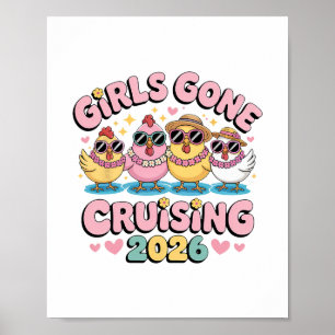 Affiche Voyage de vacances en croisière Poulets filles en