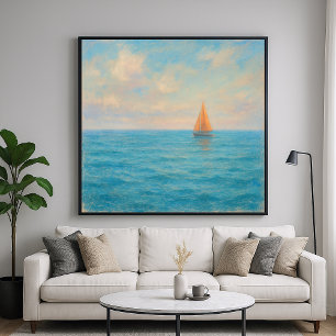 Affiche Voyage de voilier orange - Style d'art de peinture