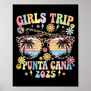 Affiche Voyage des filles Groovy à Punta Cana 2025 Été ass