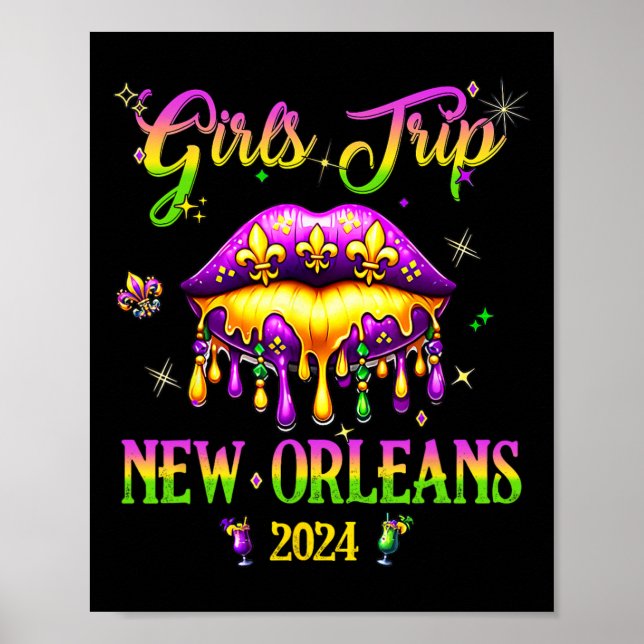 Affiche Voyage des filles Nouvelle-Orléans 2024 Mardi Gras (Devant)