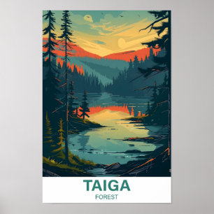 Affiche Voyage d'illustration de la forêt de Taiga