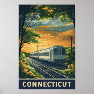 Affiche Voyage d'illustration Vintage Connecticut USA