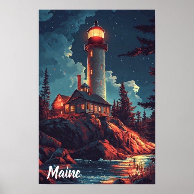Affiche Voyage d'illustration Vintage Maine USA (Devant)