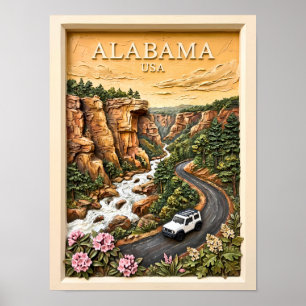 Affiche Voyage en Alabama : Canyon de la rivière, Paysage