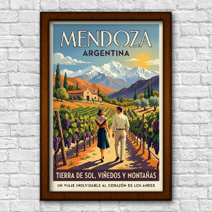 Affiche Voyage en Argentine des années 1960 à Mendoza